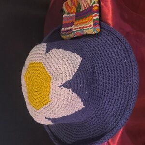 NWT 😎 FREE PEOPLE 😎 handwoven COTTON sunhat: BOHO vacay 🏖️ + Guatamala Pouch!